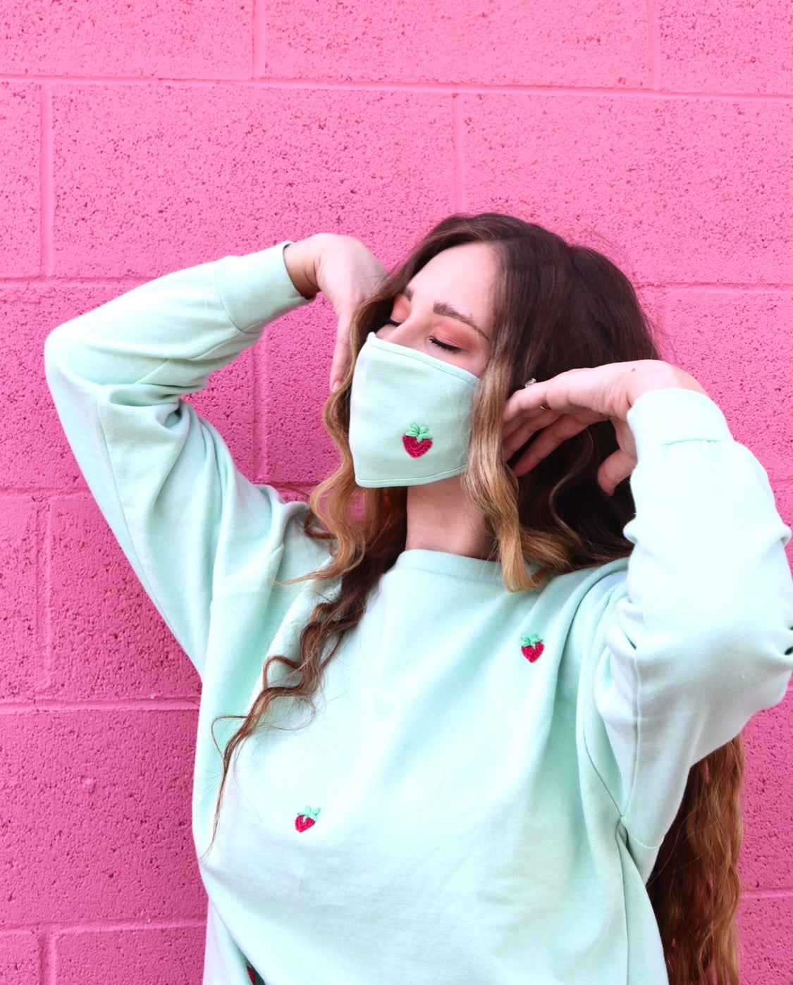 Strawberry Crewneck + Mask